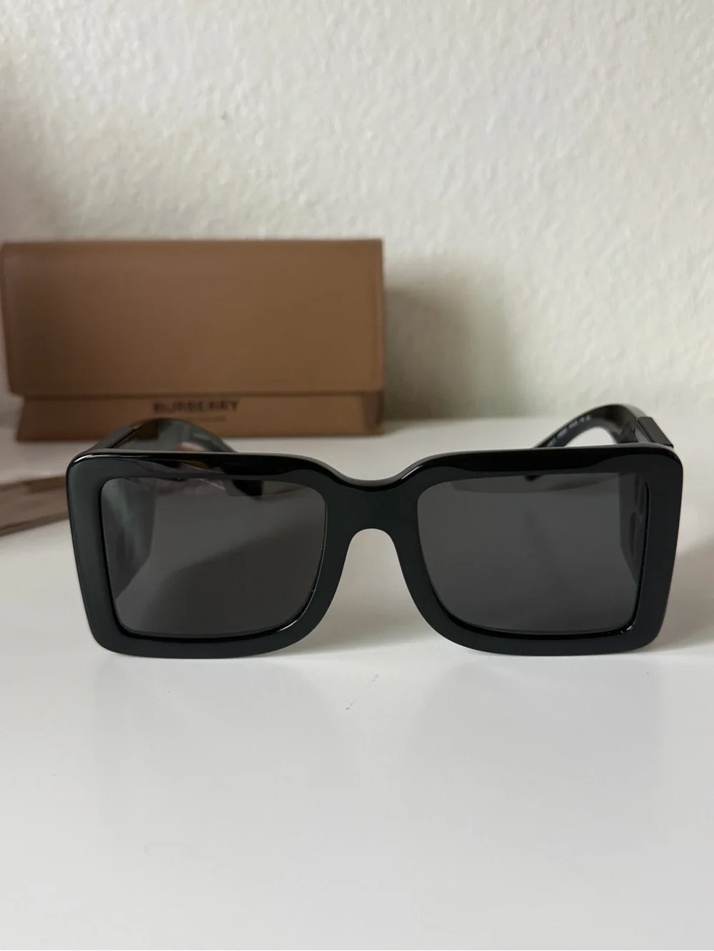 Burberry Oversize Black Square 'TB' Logo Sunglasses Authentic
